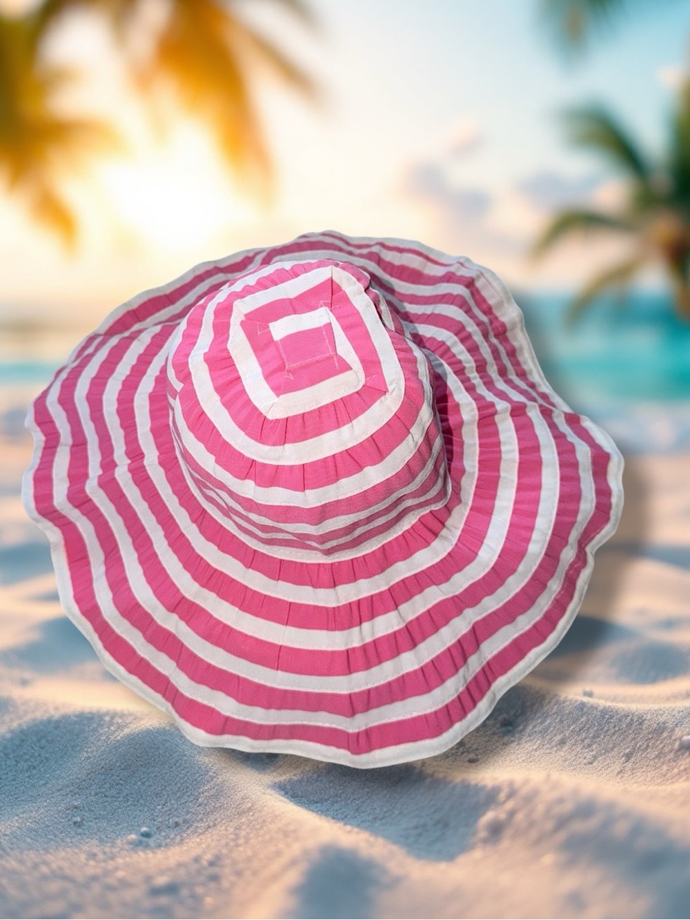 Mud Pie Pink  Mud PieItem: Women’s Pink and White Striped Floppy Sun